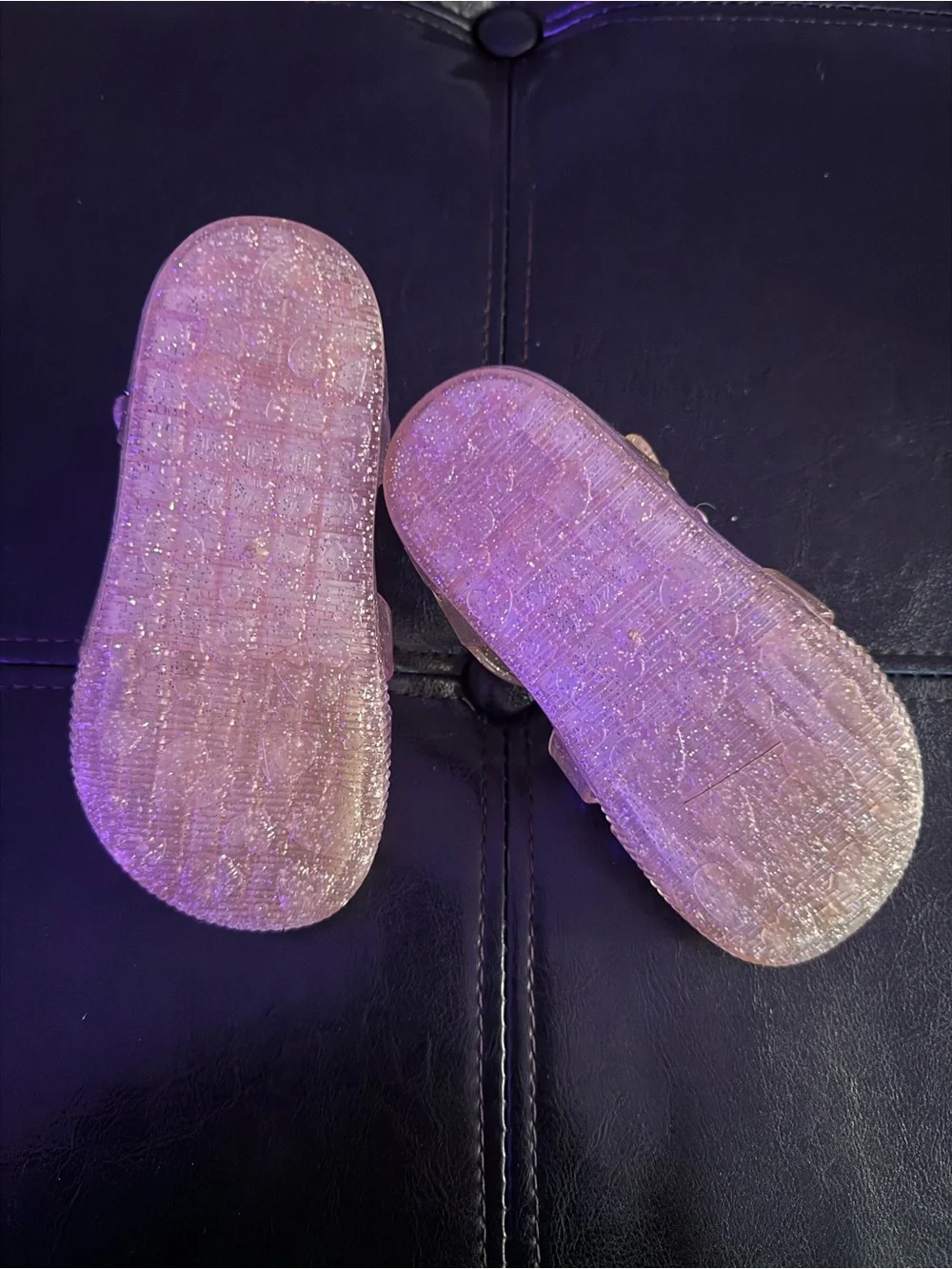 Girls Glitter Pink Butterfly Jelly Sandals